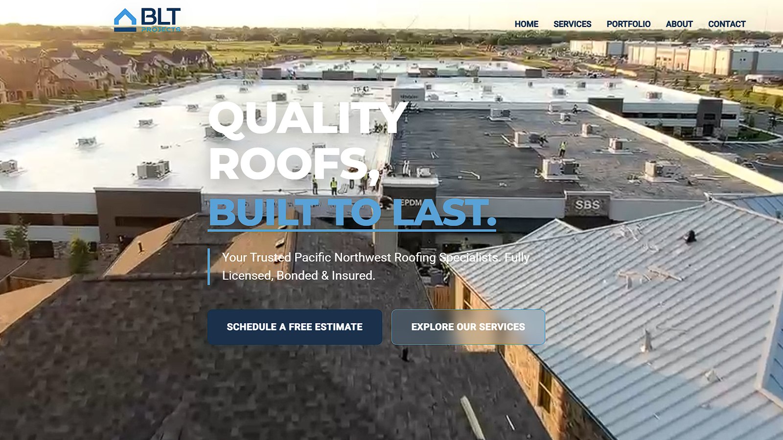 BLT Construction website homepage