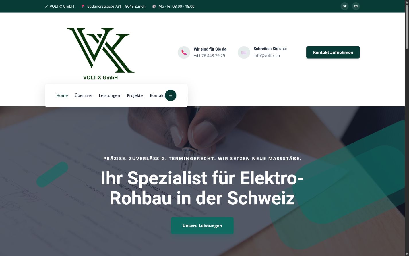 VOLT-X website homepage